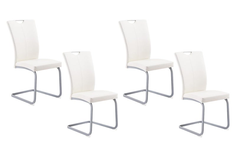 EDAN High Back Dining Chair with Powder Coating Base (Pearl White) - 4 Chairs Carousel 1