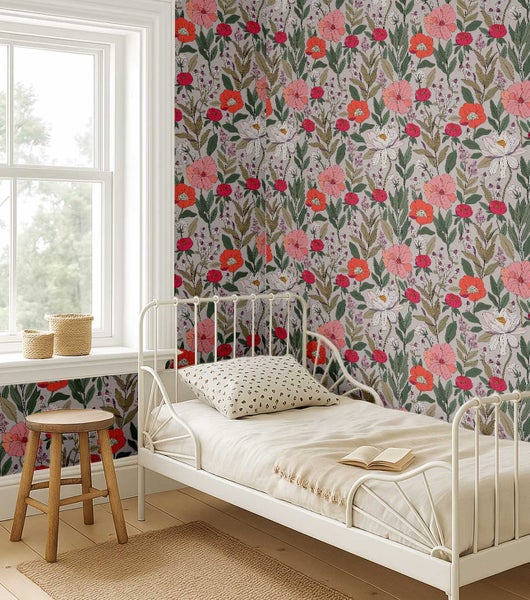 S4Sassy Modern Floral Bloom Print paper, Decorative Wallwrap For Laundry Room Carousel 9