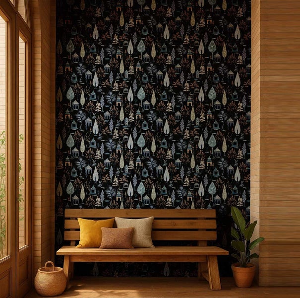 S4Sassy Tree Print Wallpaper-Easy DIY Wallwrap For Mirror border, Door panels Carousel 2