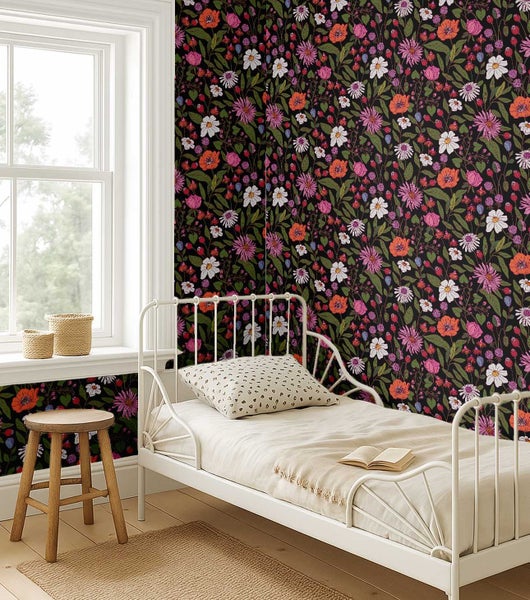 S4Sassy Modern Floral Bloom Print Wallpaper, Decorative Wallwrap For Cabinets Carousel 9