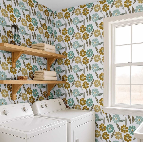 S4Sassy Floral Print Wallpaper - Self-Adhesive Vinyl Wallwrap For Laptop Skin Carousel 9