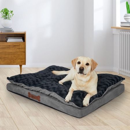 Dog Calming Bed Warm Soft Plush Comfy Sleeping Memory Foam Mattress Dark Grey XL Carousel 8