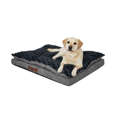 Dog Calming Bed Warm Soft Plush Comfy Sleeping Memory Foam Mattress Dark Grey XL Carousel 2