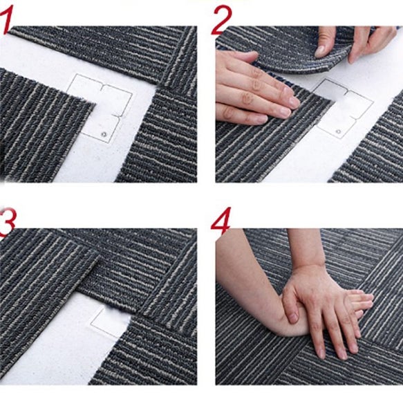 Carpet Tiles Mat Beige Grey Stripe Carousel 5