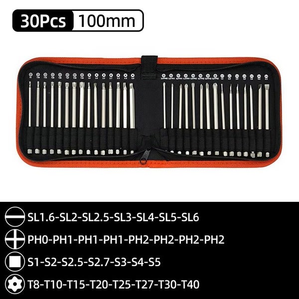 30Pcs Set 100/150mm S2 Steel Magnetic Screwdriver Bits 1/4 Inch Hex Carousel 1