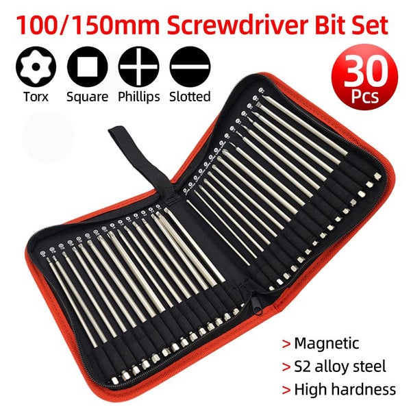 30Pcs Set 100/150mm S2 Steel Magnetic Screwdriver Bits 1/4 Inch Hex Carousel 2