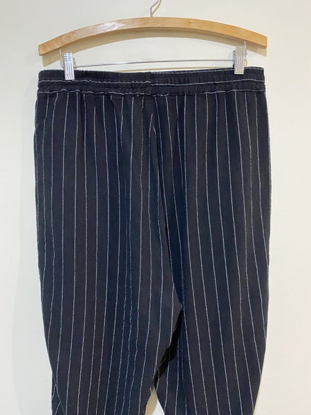 Seduce NZ Size 16 Black White Pinstripe Cropped Pants Linen Blend63617767364483114
