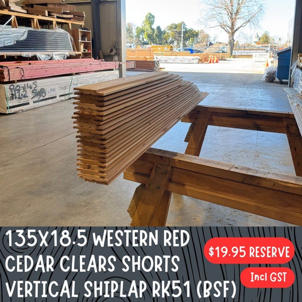 135x18.5mm WESTERN RED CEDAR CLEARS VERTICAL SHIPLAP RK51 BSF SHORTS Carousel 1