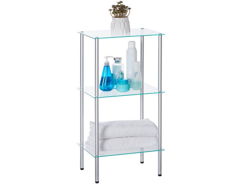 Storage Shelves Bathroom Shelves 3 Tier with Glass Carousel 1