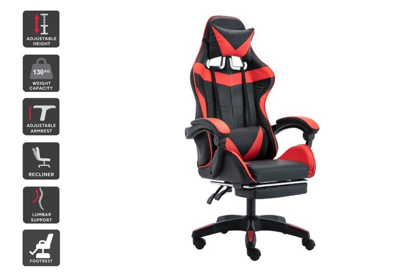 Gaming Chair with Footrest Black & Red New Carousel 1
