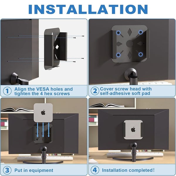 Mac Mini VESA Mount Wall Mount Stand for Mac Mini 2011 to 2023 M2 Pro Carousel 2