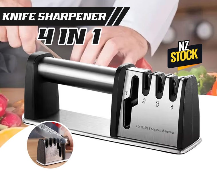 Manual Knife Sharpener Kitchen Accessory, Non-Slip Base, Stainless-Steel Carousel 1