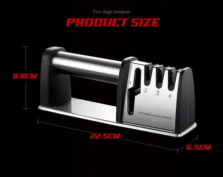 Manual Knife Sharpener Kitchen Accessory, Non-Slip Base, Stainless-Steel Carousel 8