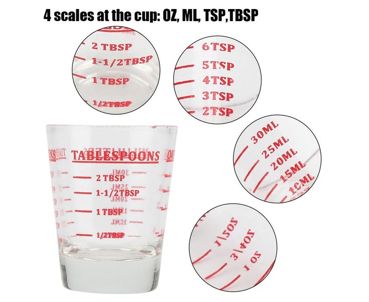 Small Glass Measuring Cup Oz / Ml / Teaspoon / Tablespoon 4 Scales 1ounce 30m Carousel 2