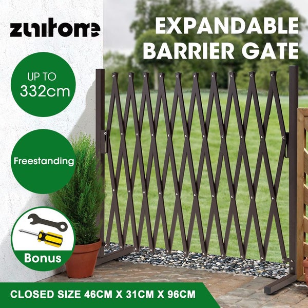 ZUNI Garden Security Fence Gate Expandable Aluminum Barrier Indoor Outdoor Brown Carousel 2