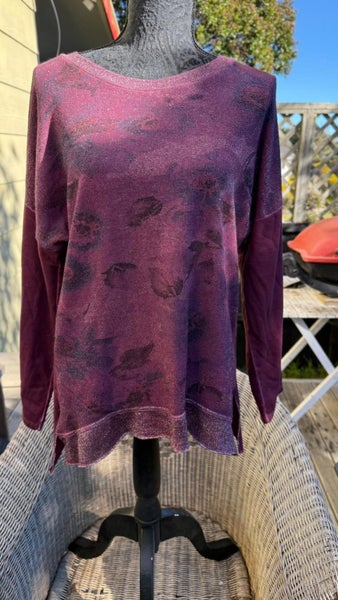 Italian Affair 22+ purple dusky floral sparkle cotton gorgeous top, free post NZ63617467796483113