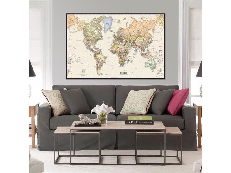 59*42cm Retro World Map Detailed Map Of Major Cities In Each Country Non-woven Carousel 1