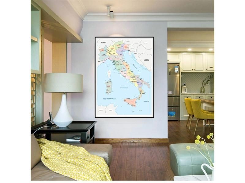 60*90cm Political Map Of The Italy Modern Wall Art Poster Canvas Painting Carousel 1