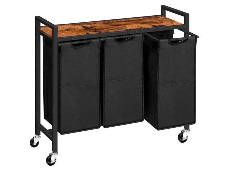 Laundry Hamper Basket with 3-Sorter and Wheels Carousel 2