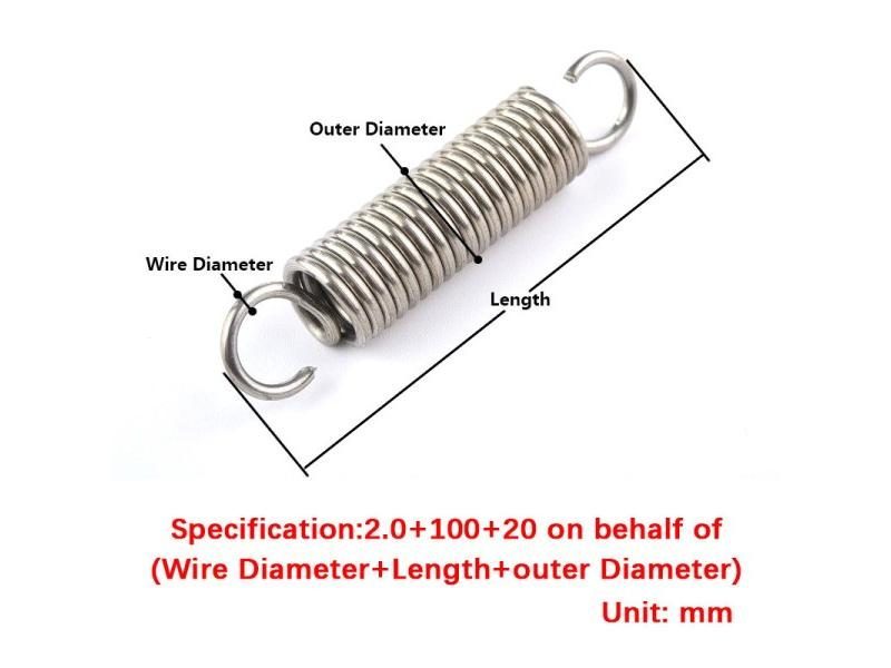 2Pcs Wire Diameter 0.8mm 1.0mm 1.2mm Stainless Steel Open Hook Tension Spring Carousel 1