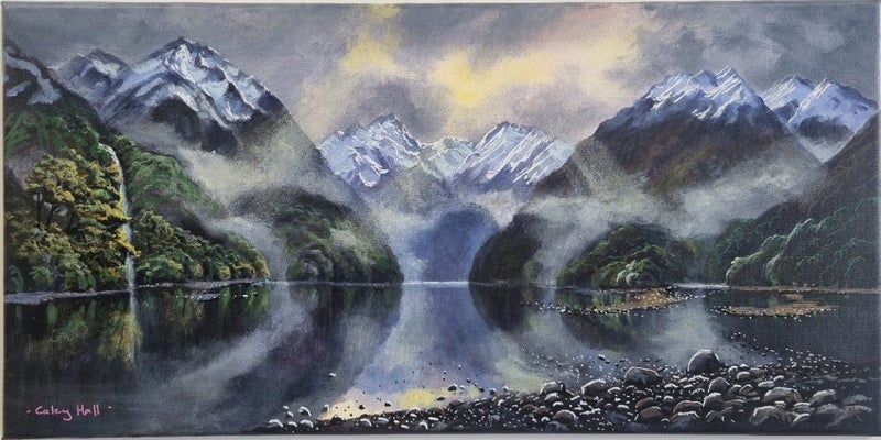 Caley James Hall Original Painting - Fiord Waterfall Carousel 1