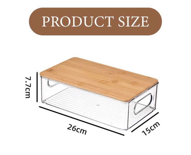 Stackable Storage Bins with Bamboo Top - Kitchen Counter Organizer Basket for Carousel 5
