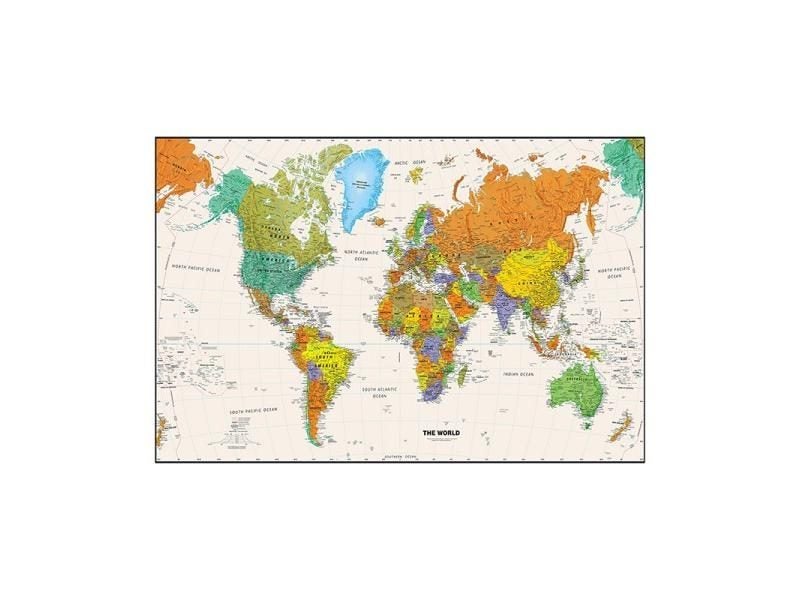 Non-woven Waterproof World Map Physical Map Aerial View Without Flag For Carousel 1