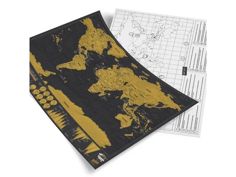 Scratch Off World Map Deluxe Travel Size Mini Travel Map To Track Travels World Carousel 1