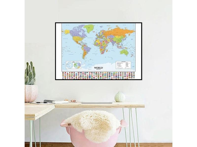59x42cm A2 Size The World Map Of Various Countries Fine Canvas Waterproof Wall Carousel 1