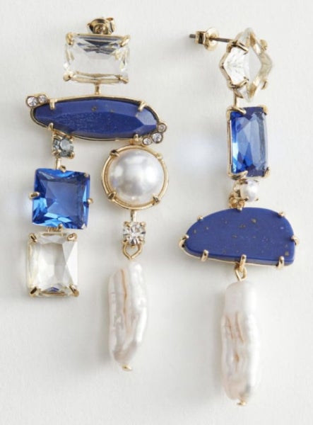 & Other Stories asymmetric crystal and baroque pearl earrings - new unworn Carousel 1