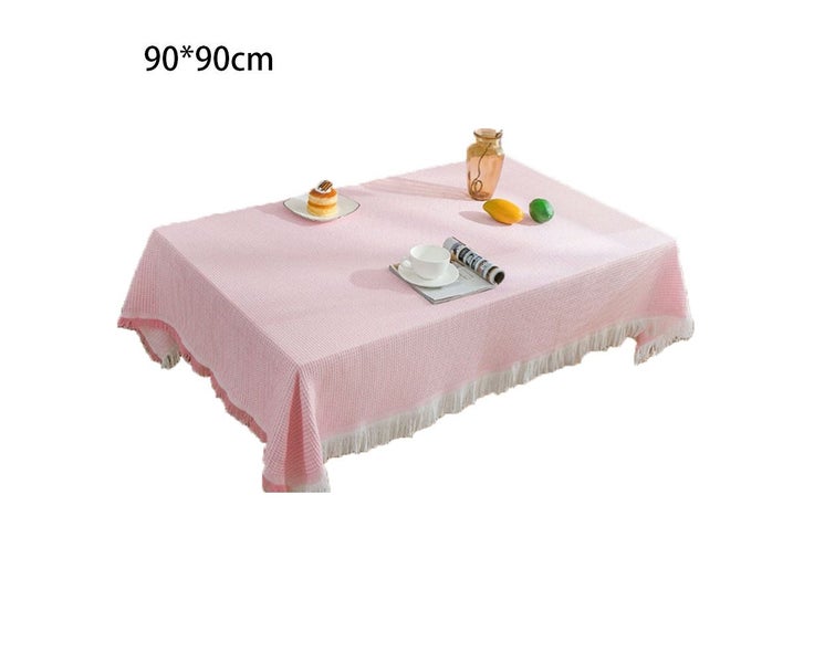 Dustproof outdoor tablecloths with fringes, crease free cotton linen tableclo Carousel 2