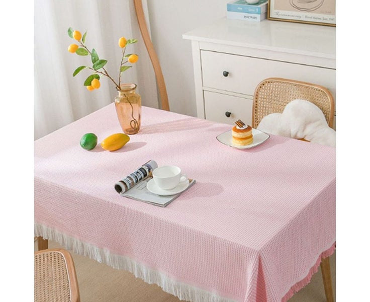 Dustproof outdoor tablecloths with fringes, crease free cotton linen tableclo Carousel 5