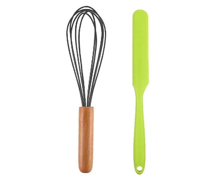 2 Piece Mini Kitchen Utensil Set- Silicone Kitchen Tools with wood Handles Carousel 1