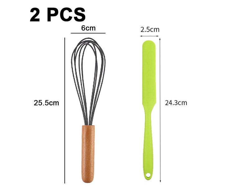 2 Piece Mini Kitchen Utensil Set- Silicone Kitchen Tools with wood Handles Carousel 2