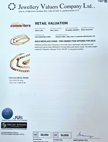 Valued $8,000 - 9ct YG Chain - TW 21.3gms Carousel 4