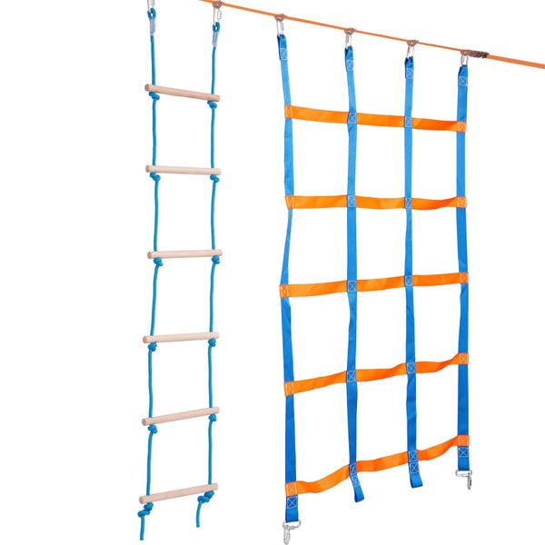2x60 ft Ninja Warrior Obstacle Course Kids Outdoor Slackline 14 Obstacles Carousel 10