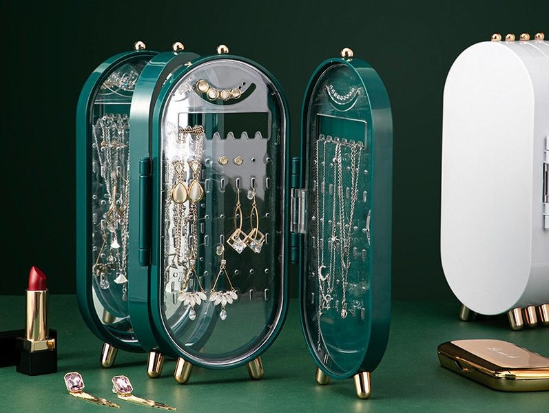 Jewelry Box Organizer Necklace Earring Ear Stud Storage Case Container Carousel 1