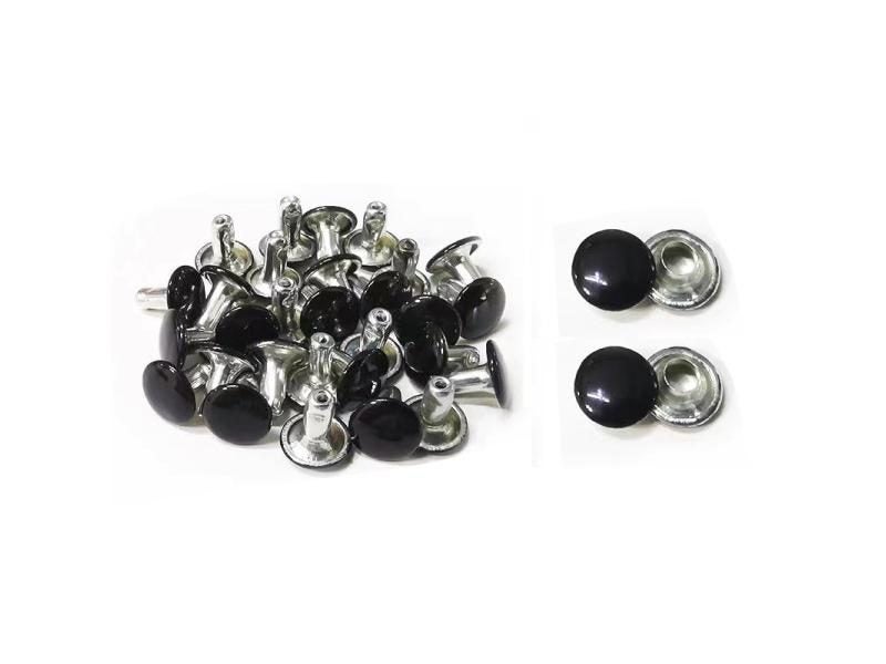 100sets 6-8mm Metal Double Cap Round Rivets Studs Collision Nail Spike Rock Carousel 1