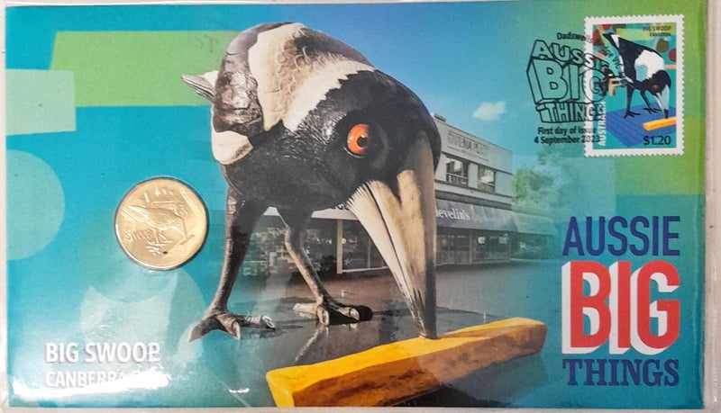 AUSTRALIA 2023 Big Swoop, Canberra $1 stamp and coin cover Carousel 1
