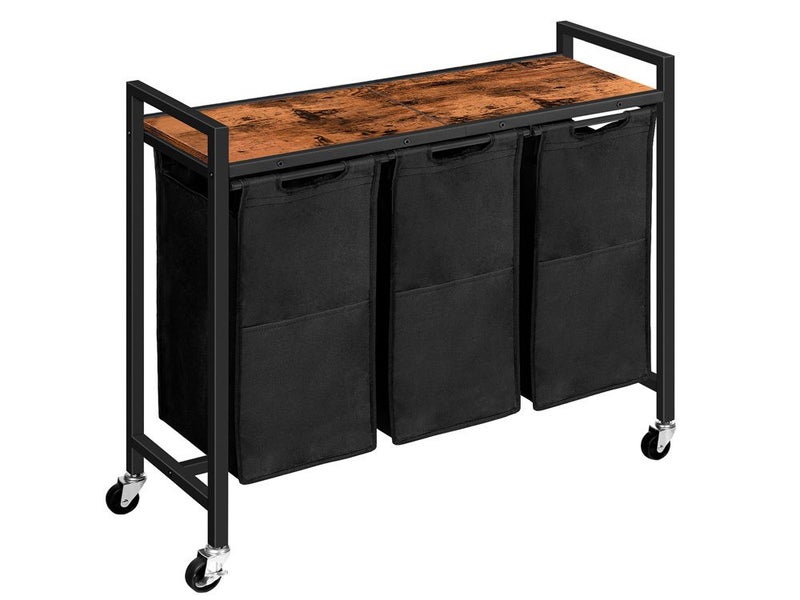 Laundry Hamper Basket with 3-Sorter and Wheels Carousel 2