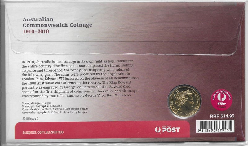 AUSTRALIA 2010 COMMONWEALTH COINAGE $1 stamp and coin cover Carousel 2