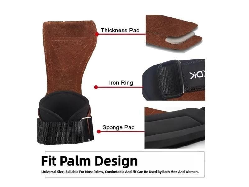 Cowhide Gym Gloves Grips Anti-Skid Weight Power Belt Lifting Pads Deadlift Carousel 1