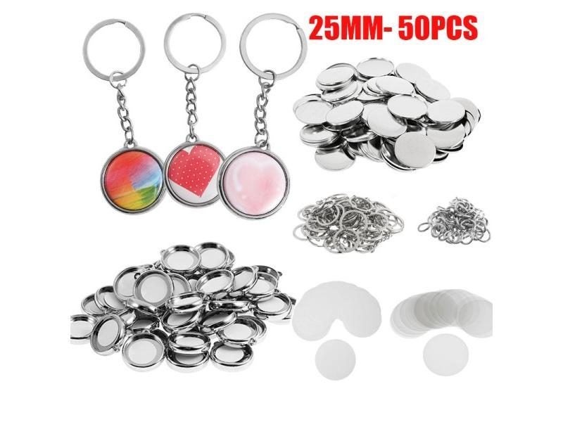 50Pcs/set 37mm Double-sided Key Chain Parts For Badge Machine 25mm 32mm Round Carousel 1