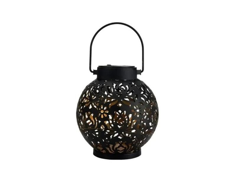 LED Solar Lantern Light Hollow Wrought Iron Projection Light Hanging Lamps Carousel 1