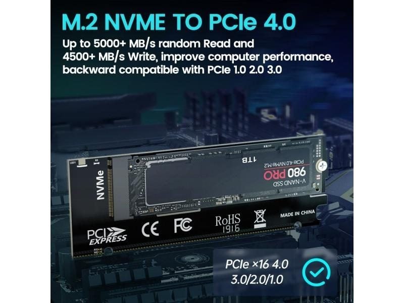 JEYI M.2 NVME To PCIE X16 Adapter 2280/60/42/30 NVMe SSD To PCIe 4.0 3.0 GEN4 Carousel 1