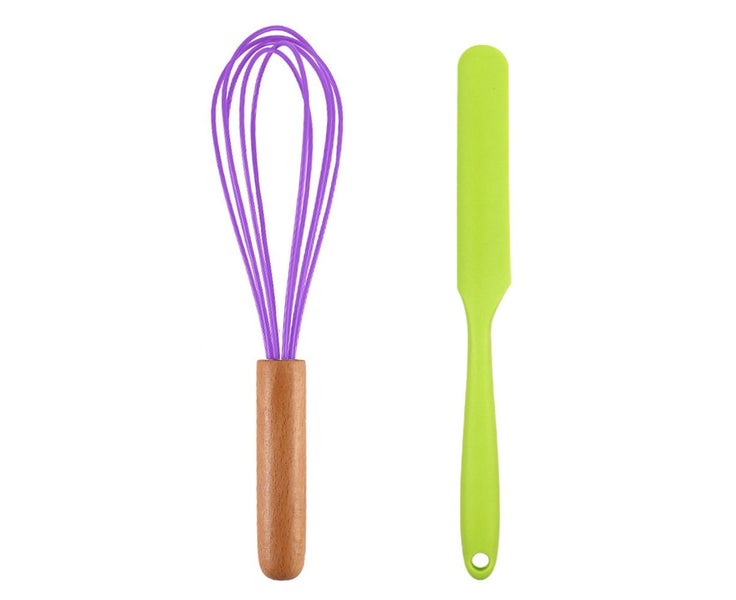 2 Piece Mini Kitchen Utensil Set- Silicone Kitchen Tools with wood Handles Carousel 1