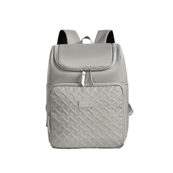 Elosung Grey Stylish Quilted Diaper Bag Backpack Large 17L Capacity Lightweight Carousel 1