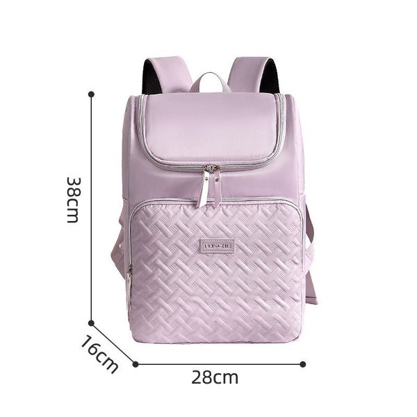 Elosung Grey Stylish Quilted Diaper Bag Backpack Large 17L Capacity Lightweight Carousel 2