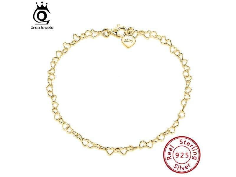 KISS MANDY Fashion 925 Sterling Silver 3.5mm Rolo Heart Link Chain Anklet Carousel 1