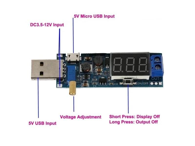 USB 5V DC-DC Buck Boost Converter Power Supply Module Adjustable Voltage Carousel 1
